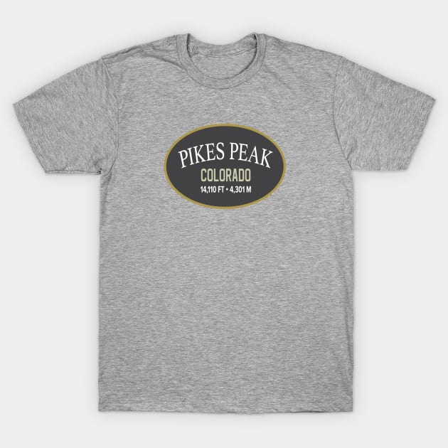 Pikes Peak Colorado Gray Oval T-Shirt by TGKelly